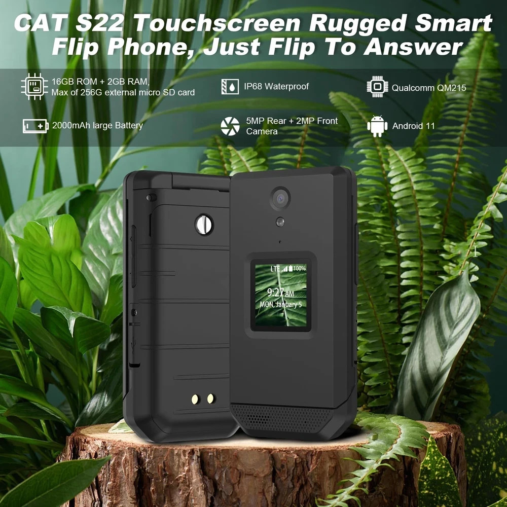 S22 Rugged Flip Phone Unlocked (16GB) 2.8» Touchscreen Smart Cell Phone Andr…