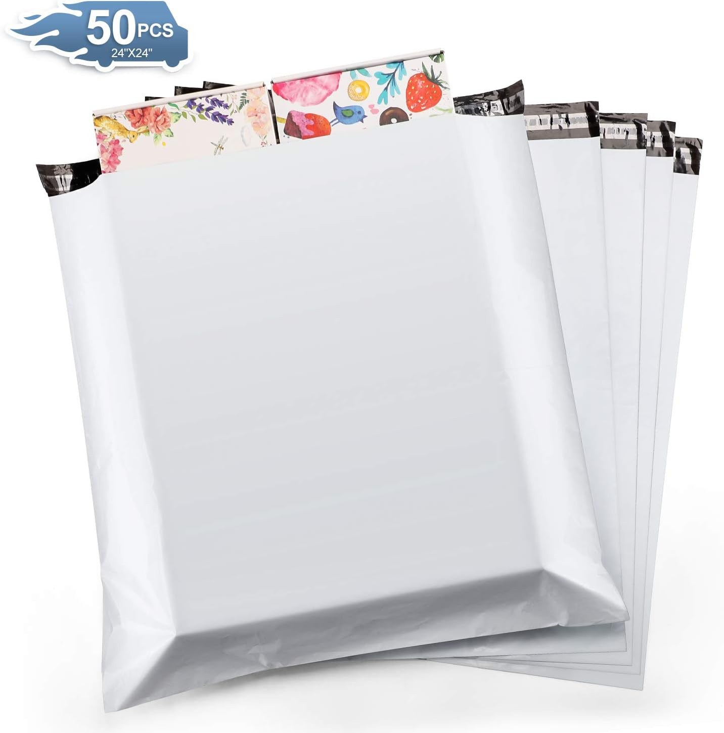 Poly Mailers 24×24 50 Pcs Large Shipping Bags for Clothes Plastic Mailers Strong