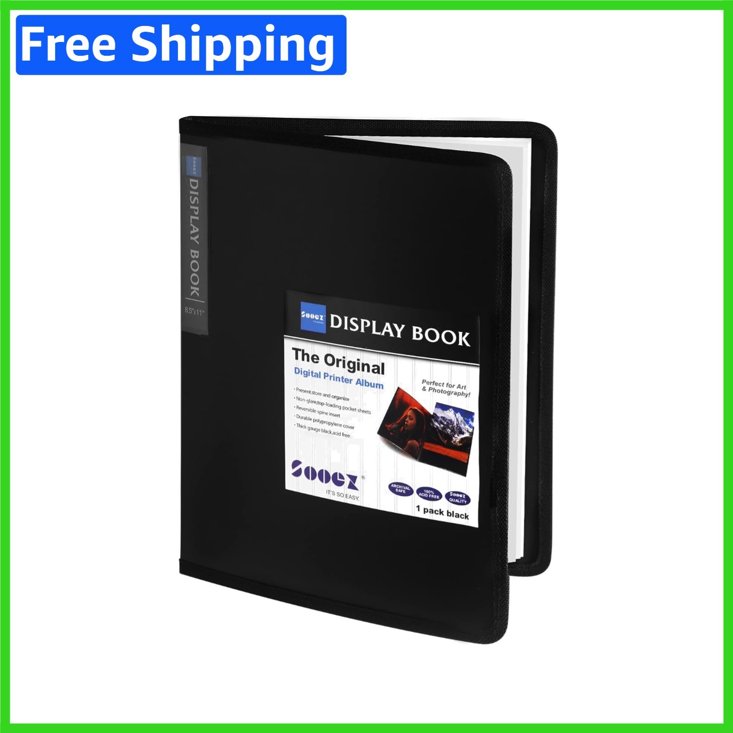Heavy Duty 30-Pocket Art Binder – Waterproof and Flat-Lying Design, 8.5×11
