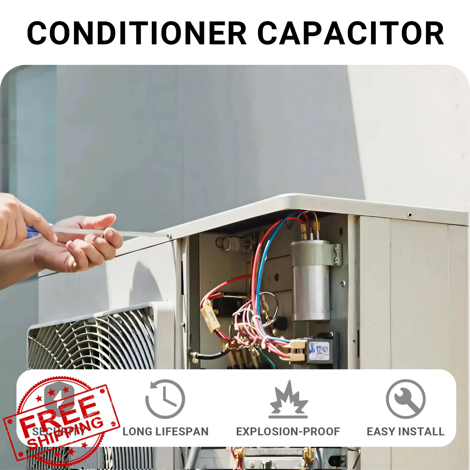 RABECH 35/7.5uF AC Capacitor 35+7.5 MFD 370V/440V Dual Run
