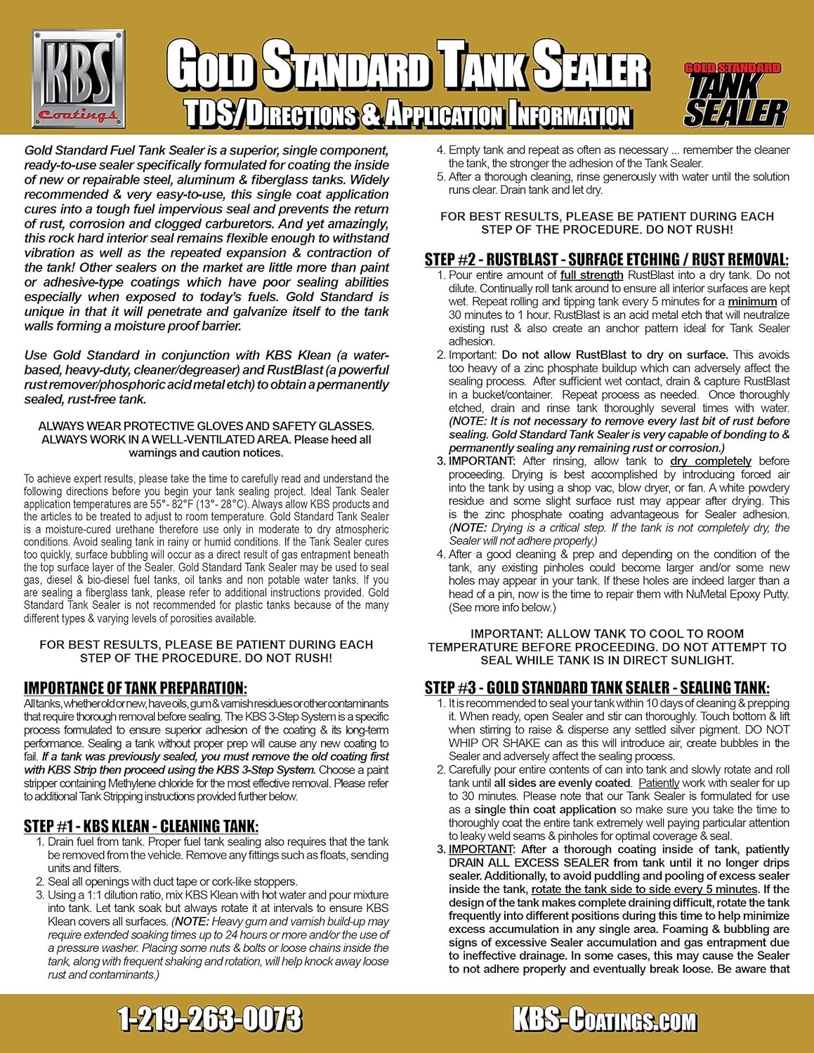 Gold Standard Tank Sealer – Fuel Impervious Seal for Metal & Fiberglass Tanks