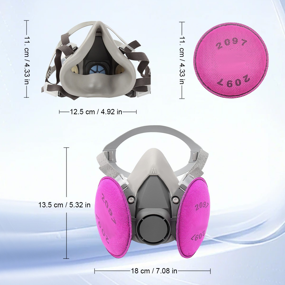 Half Face Gas Mask Chemical Vapor Paint Spray Respirator with 95% Red Filter