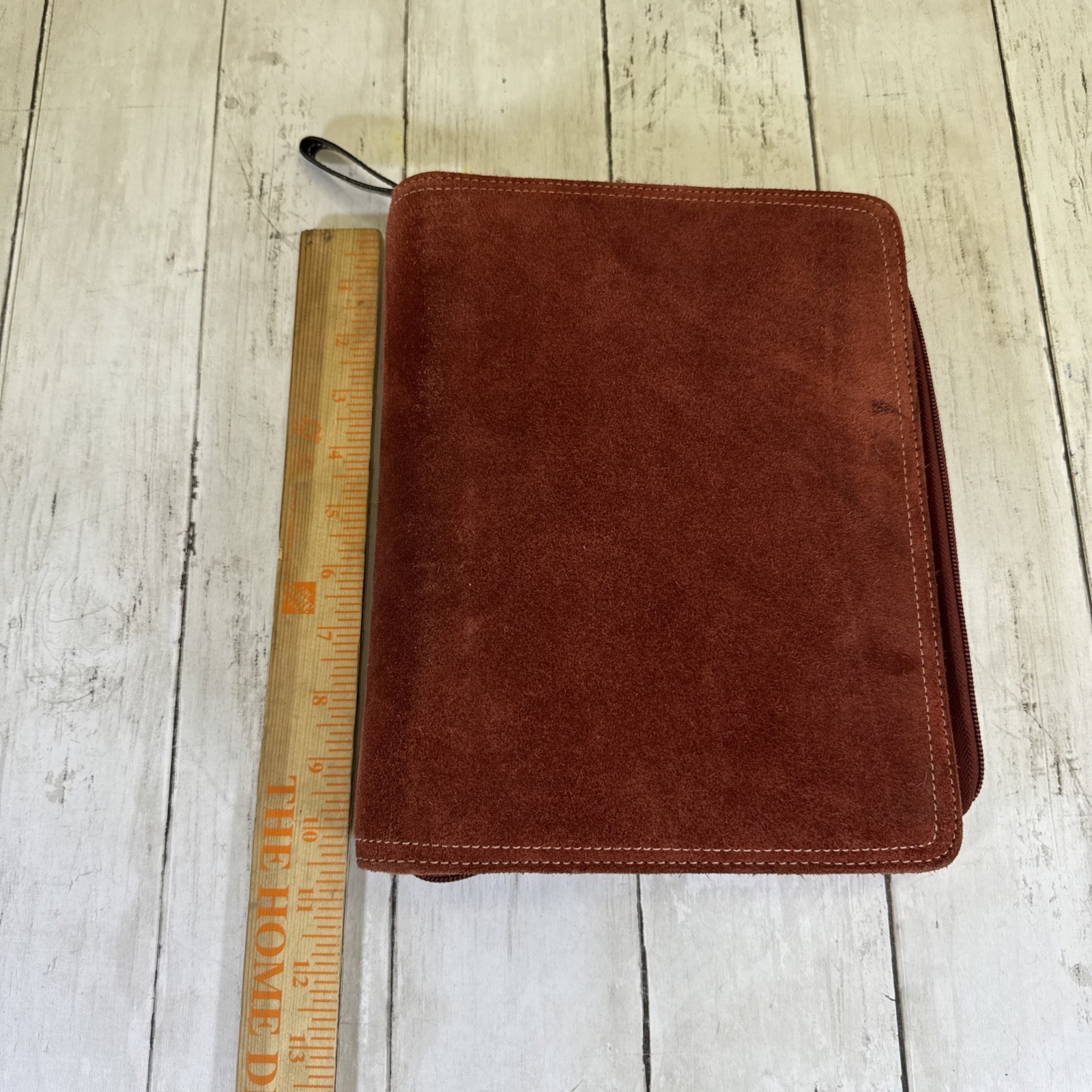 Franklin Covey Cow Suede Leather Zip Around Portfolio Organizer Planner 7 ring