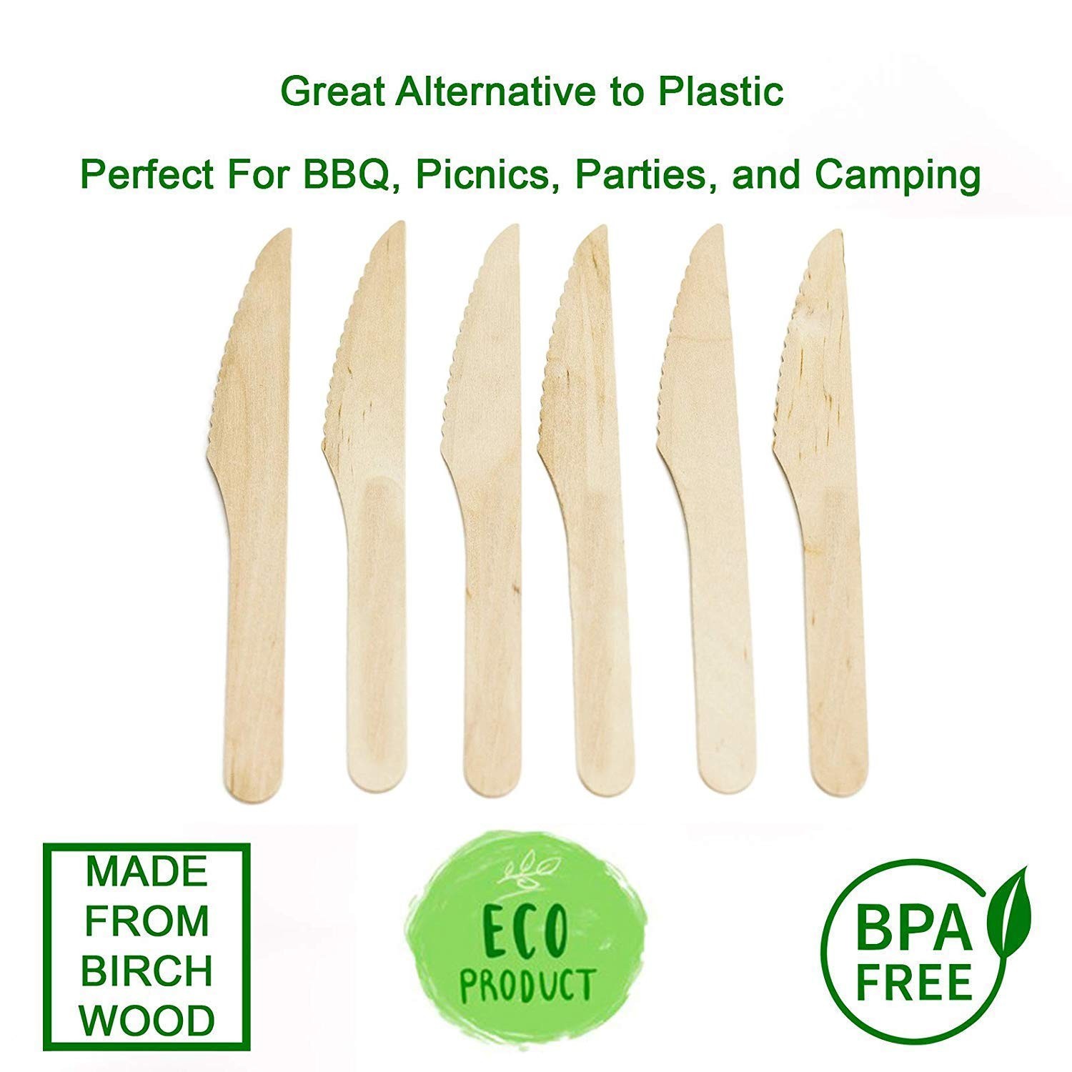 HUJI Wooden Knives – Disposable Wood Cutlery Silverware For Birthday Party Ev…