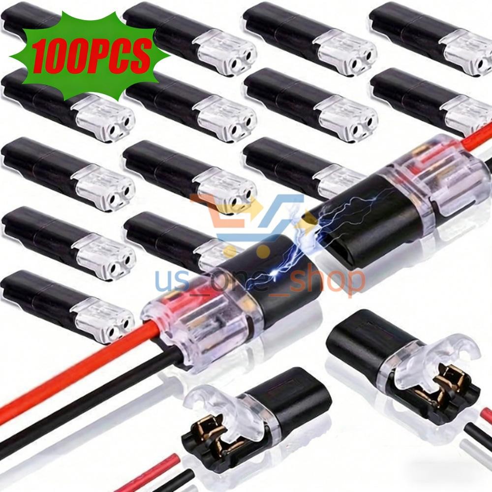100Pcs Double-Wire Plug-in Connector, Cable Clamp with Locking Buckle, AWG 18-22