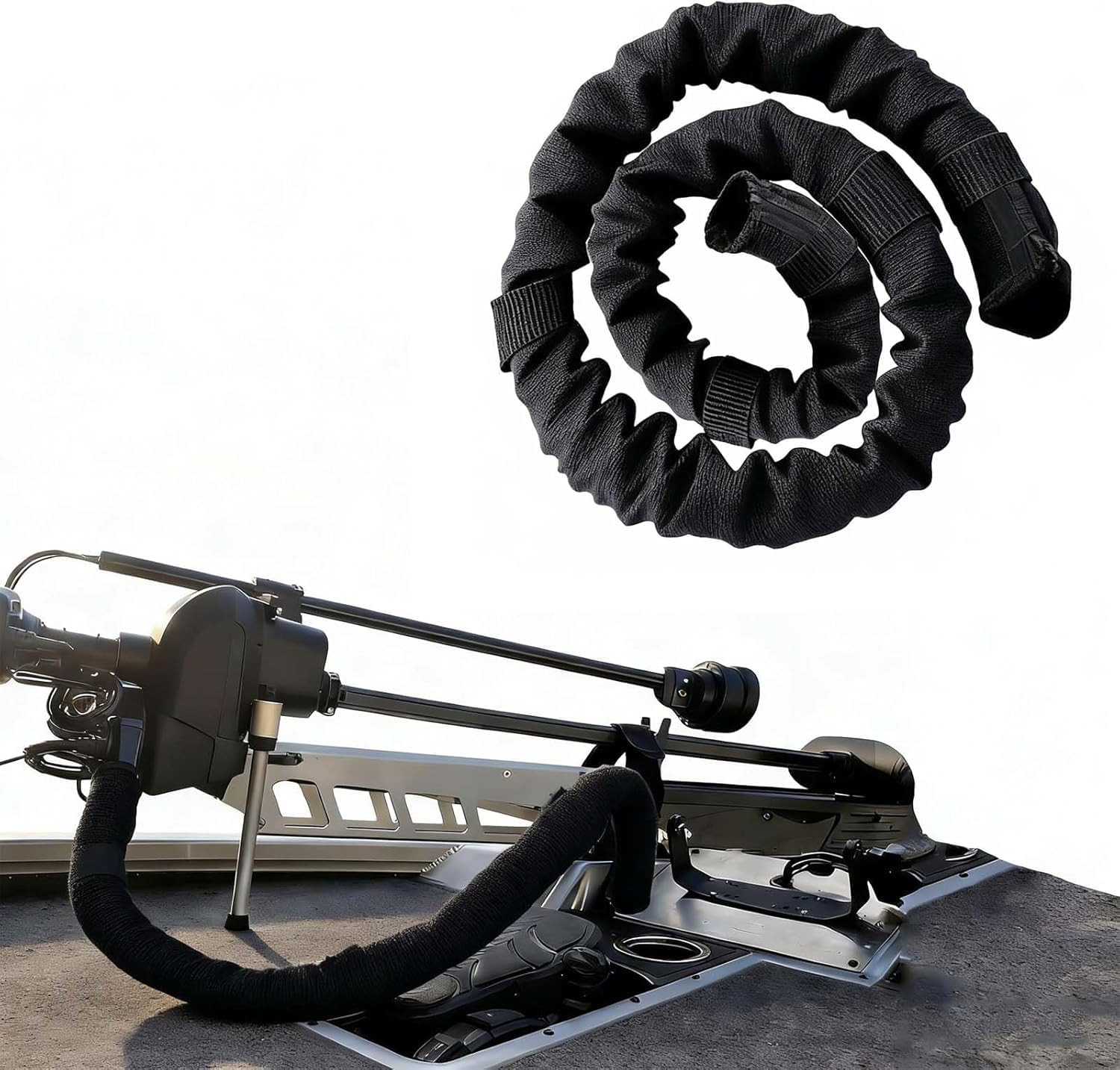 48 Inch Black Trolling Motor Cable Sleeve | Waterproof Weather-Resistant Suitabl