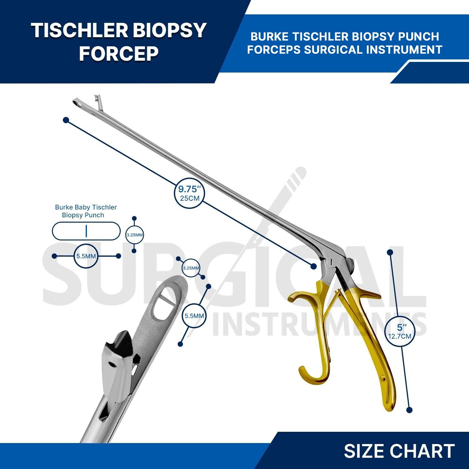 Burke Tischler Biopsy Punch Forceps 9.75″ 5.5mm x 3.25mm Bite OB/GYN German Gr