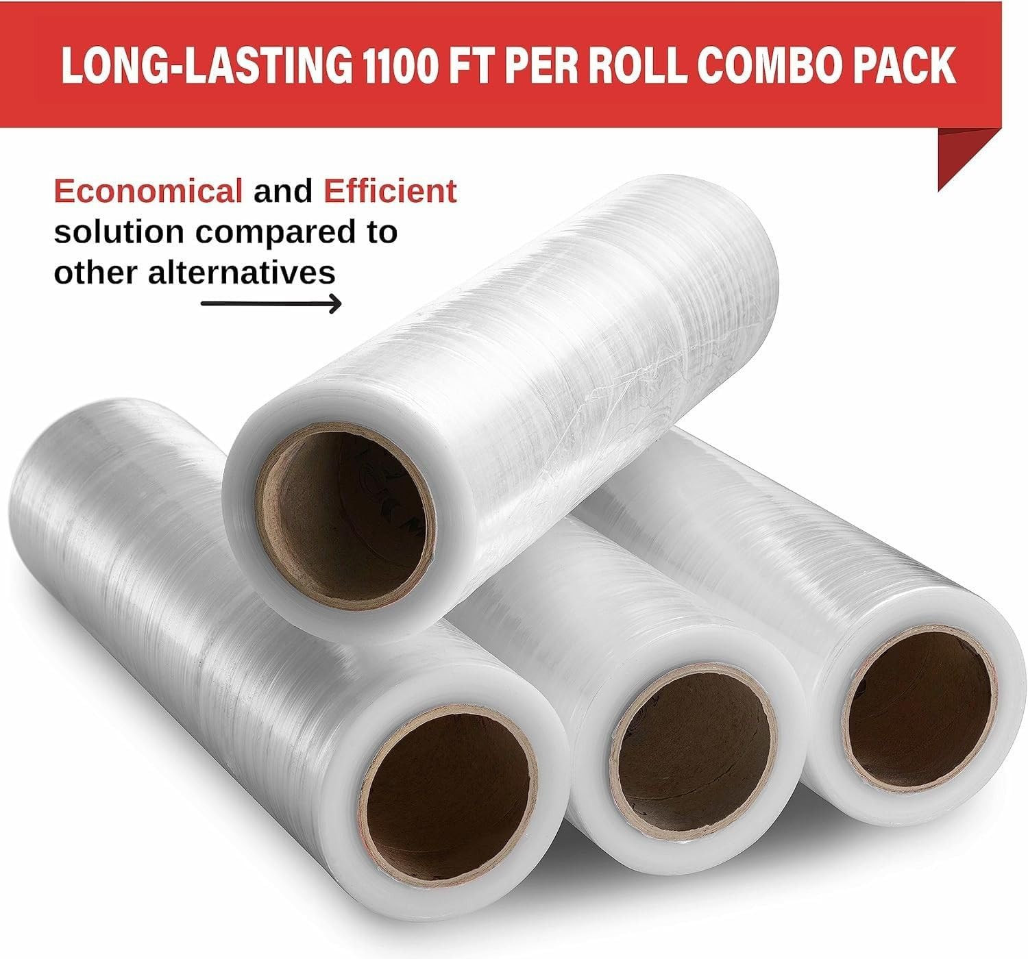 Industrial Strength Stretch Wrap 4 Pack, 18″ 1100 Sqft, 80 Gauge