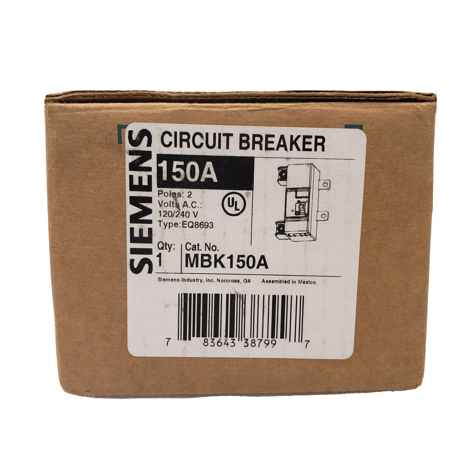 Siemens MBK150A 150-Amp SPST Main Circuit Breaker Ultimate Load Center EQ8693