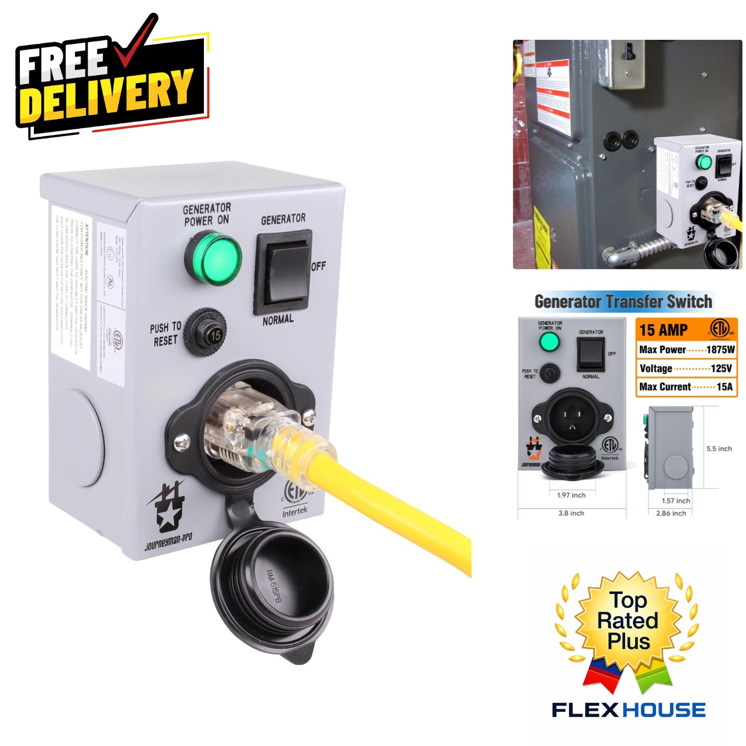 Journeyman Pro 15A Generator Transfer Switch – Weather-Resistant for Emergencies