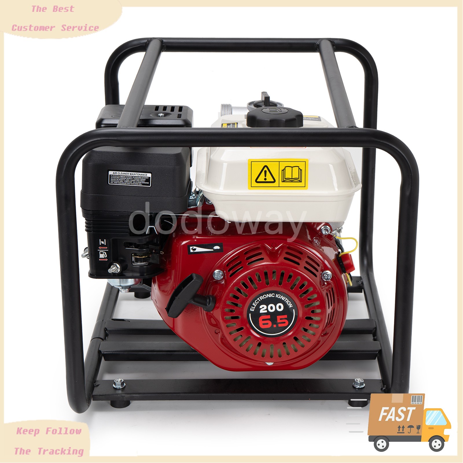 2 Inch Gas Powered Water Pump 6.5HP 4-Stroke Cast Iron Semi Trash Drainage Tool
