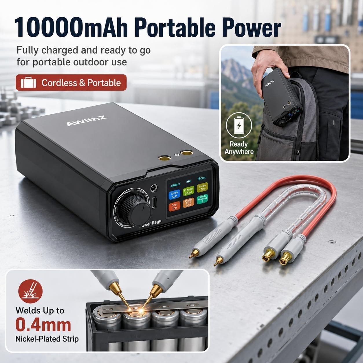 Awithz 10.2KW Spot Welder Portable Pedal Spot Welding Machine for 18650 Battery