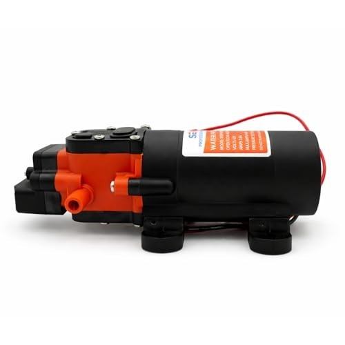 12V DC Water Pressure Diaphragm Pump – 1.2 GPM, 35 PSI, Adjustable Switch, Quiet