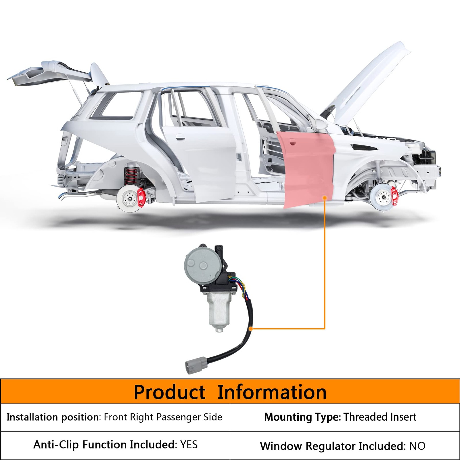 5 pins Front Right Passenger Side Power Window Motor Compatible with Lexus LX…