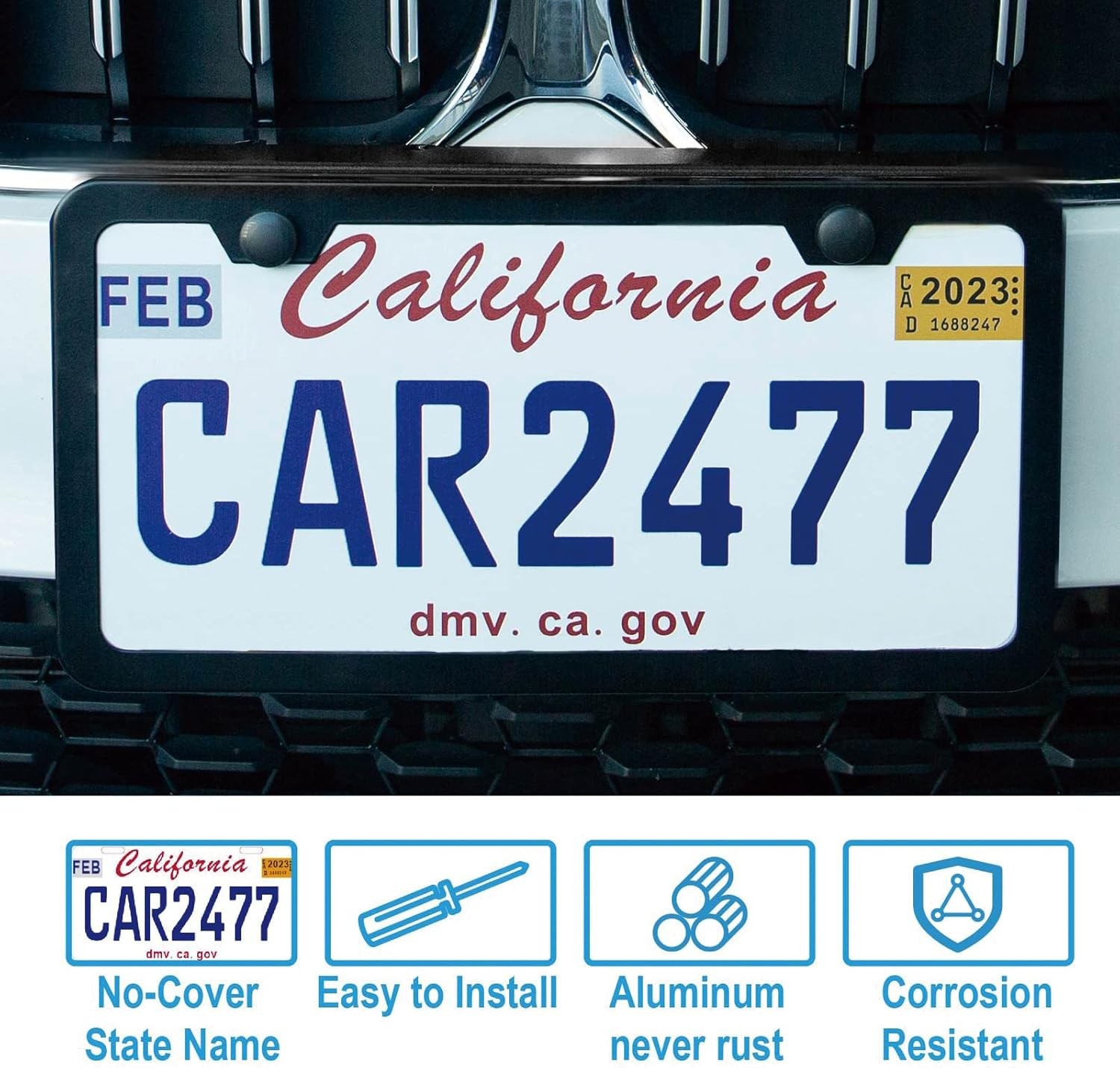 Premium Matte Black License Plate Frame, Solid Rust-Proof Aluminu Color: black