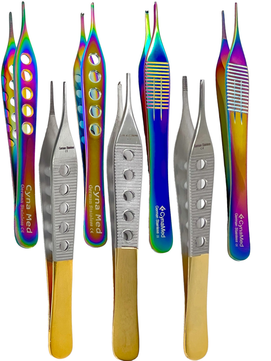Adson Forceps Brown Tissue 1×2 Rat Tooth & Serrated Teeth Surgical Thumb Tweezer