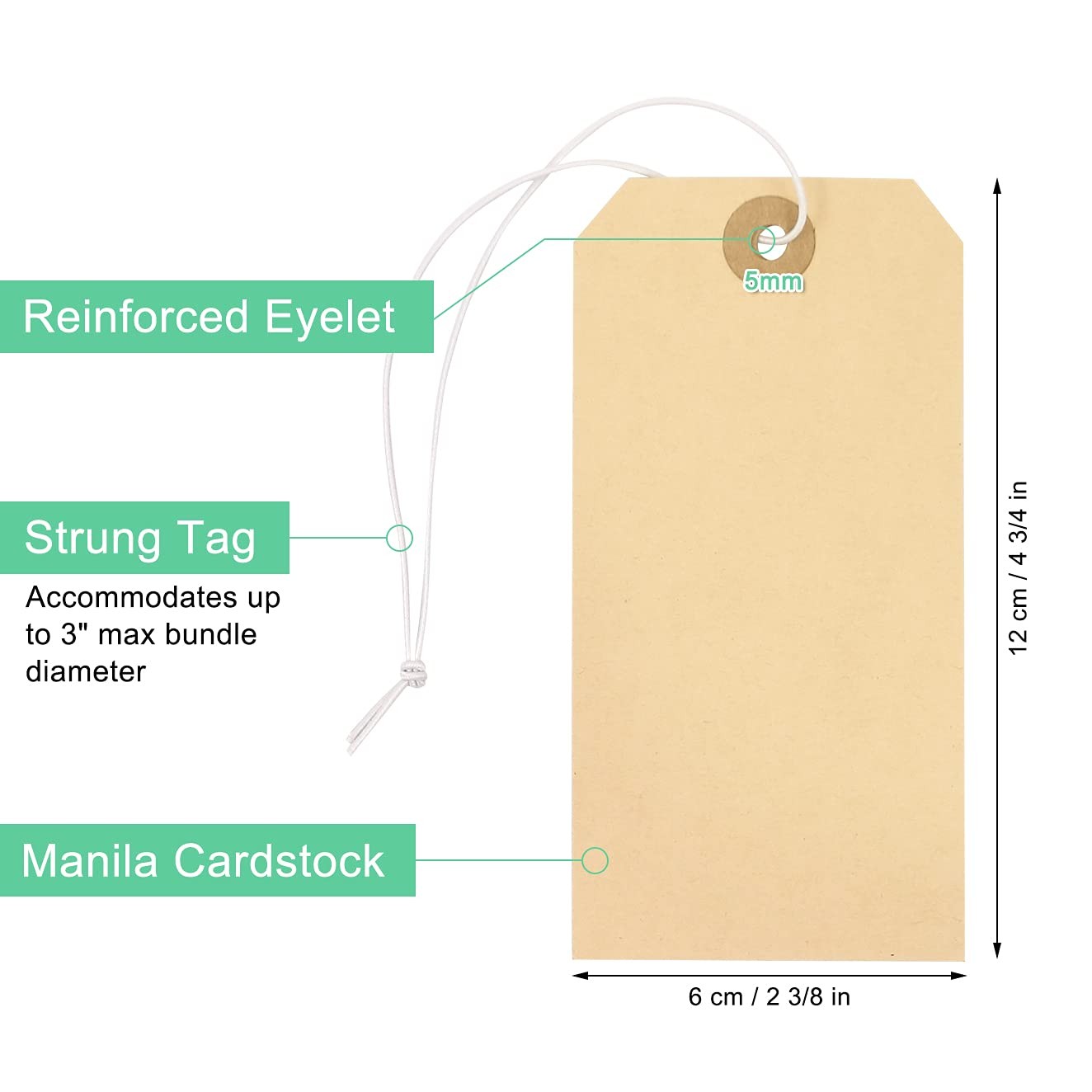 Manila Shipping Tags with Elastic String 60 Pcs Blank Strung Cardstock Paper…