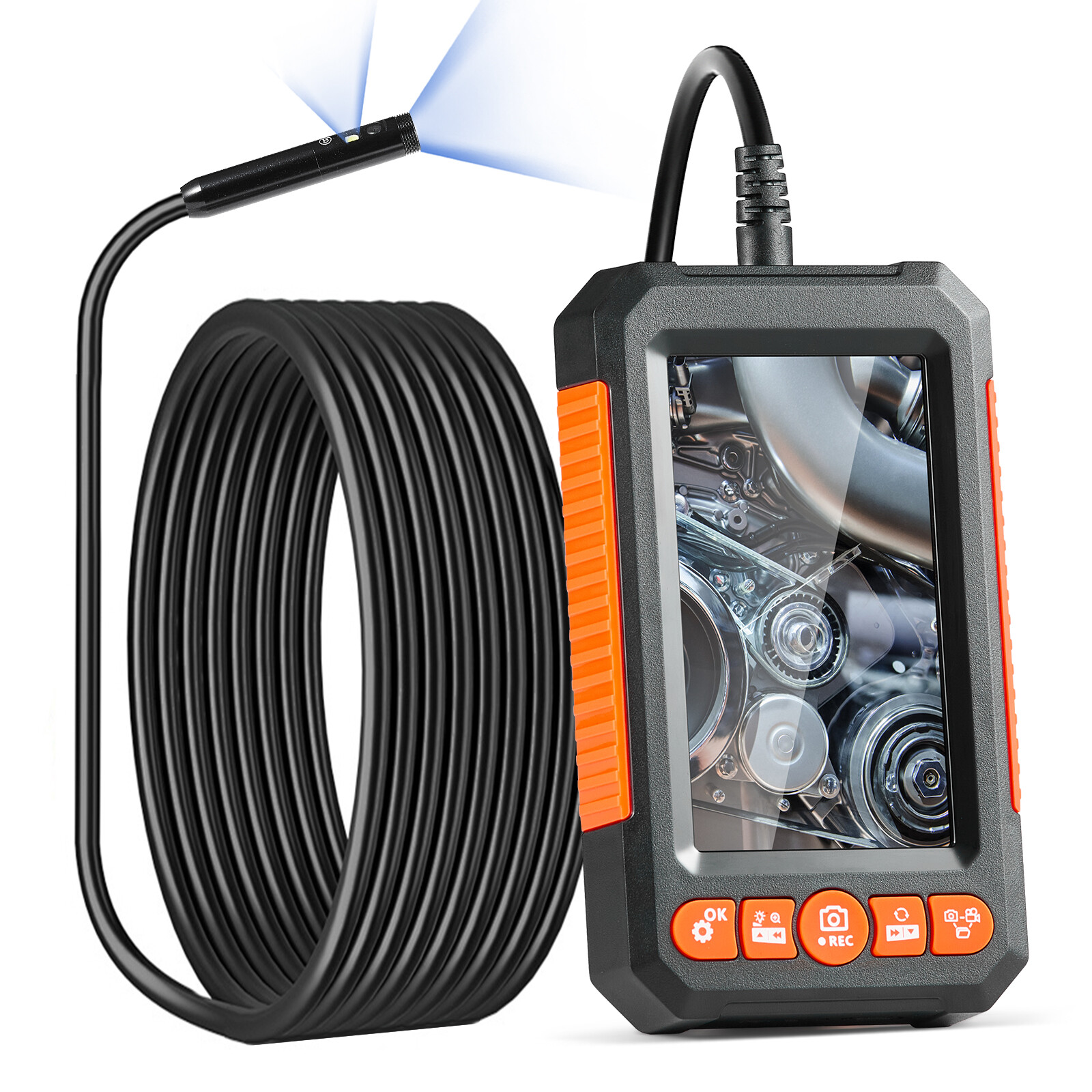 VEVOR Endoscope Camera with Lights Dual Lens Borescope 16.4FT Cable 4.3″ Screen