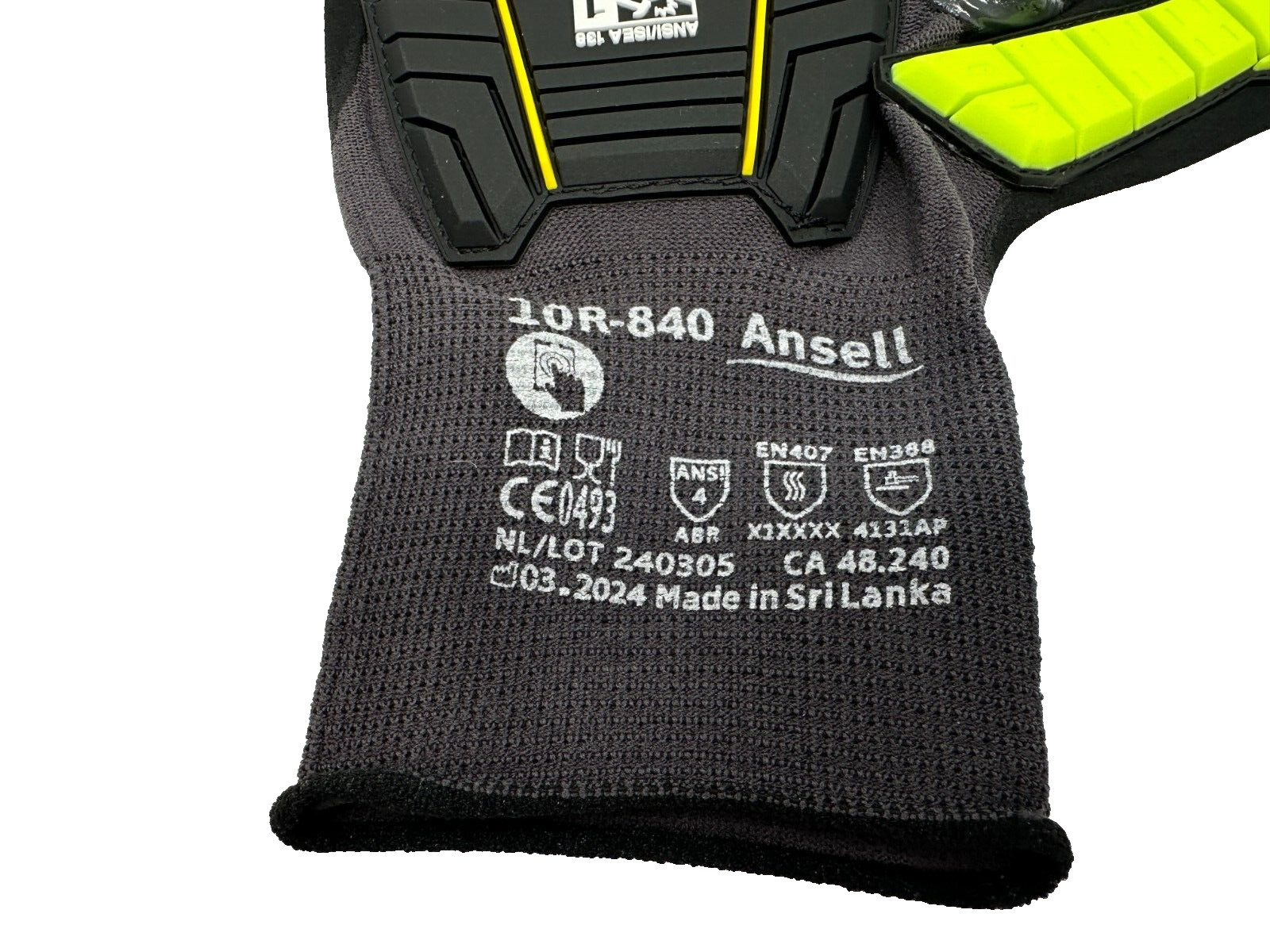 1 Pair of Ansell 10R-840 ANSI/ISEA 138 Gloves, SIZE 10 FAST FREE SHIPPING!