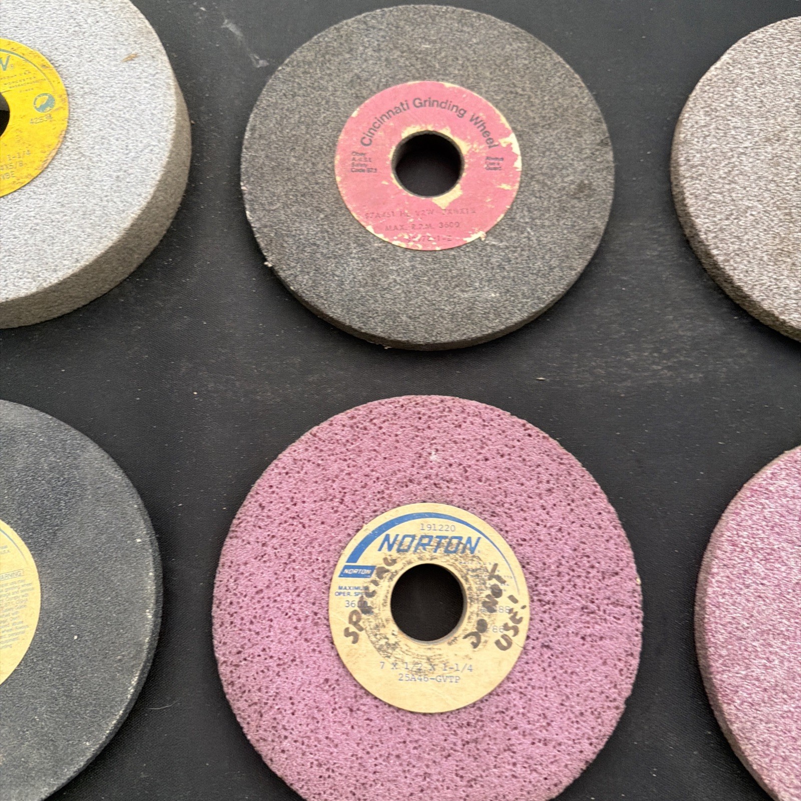 8- Norton, Cincy, MiscSurface Toolroom Grinding Wheel 7″x Misc 1-1/4 Arbor All