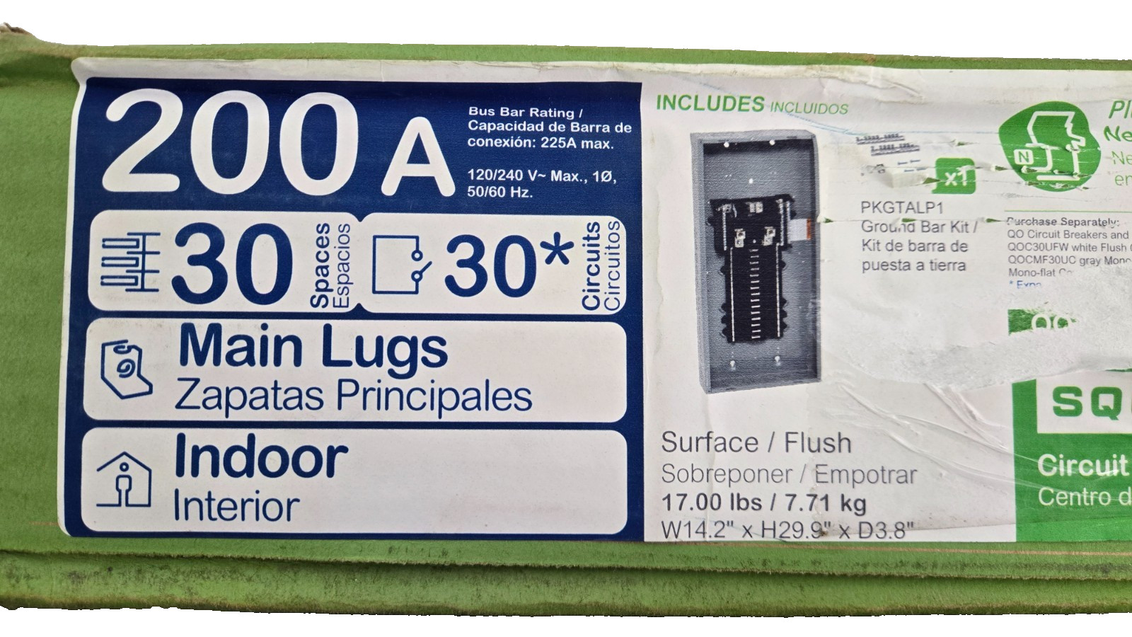 QO130L200PG – Square D QO 200A 120/240V 30-Space Convertible Main Lug New
