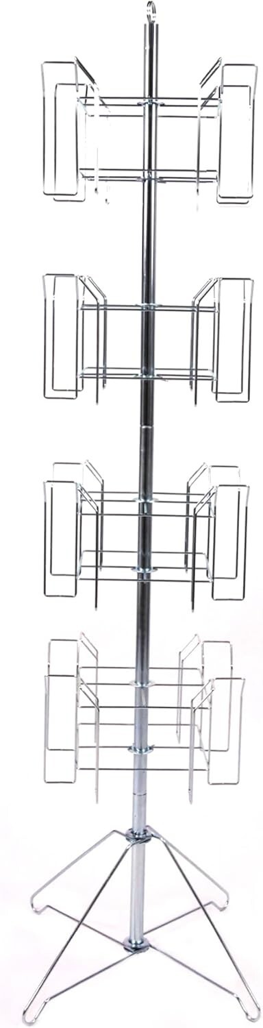 Literature Rack 4-Tier Floor Standing Chrome 64″ H 16 Pockets 8 ½” x 11″ x 2″