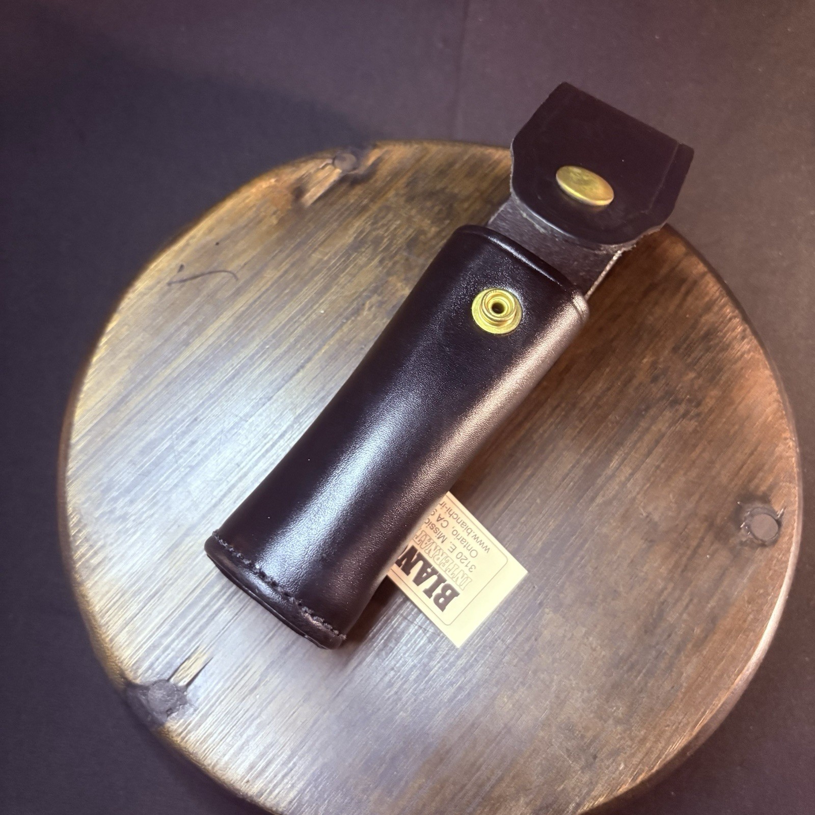 Bianchi 36A Mace / Pepper Spray Pouch MKIII Plain Black Leather Brass Snap
