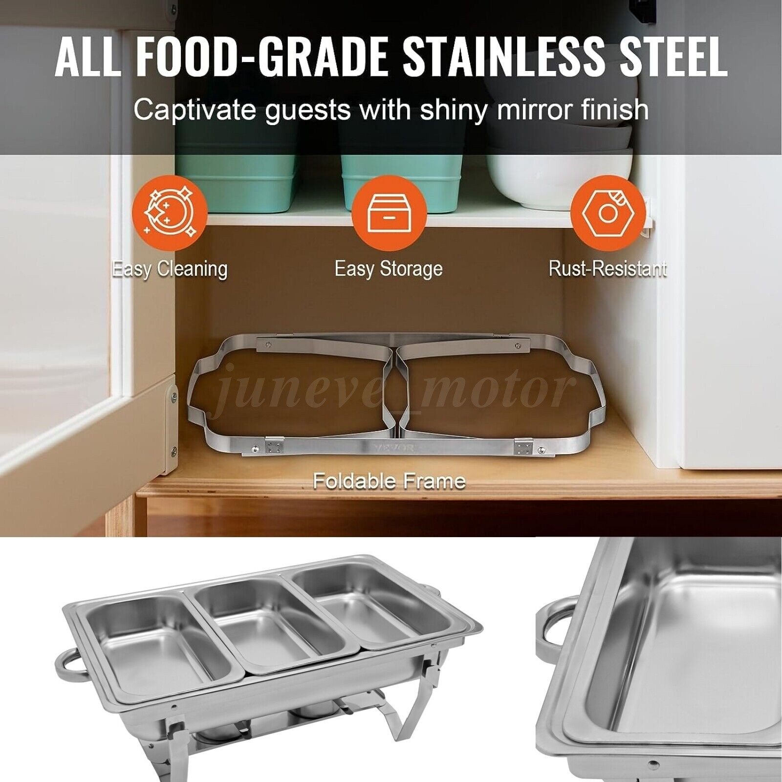 6/8/10X 9Qt Chafing Dish Buffet Set 316 Stainless Steel Chafer for Catering full