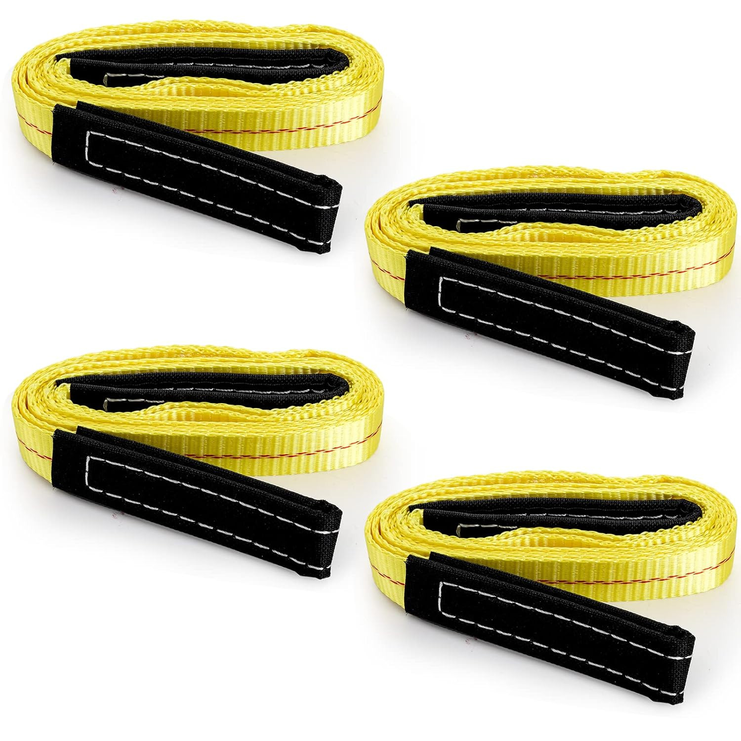 4 Pack 6′ Nylon Lifting Sling Straps with Wide Eye Loops for Recovery