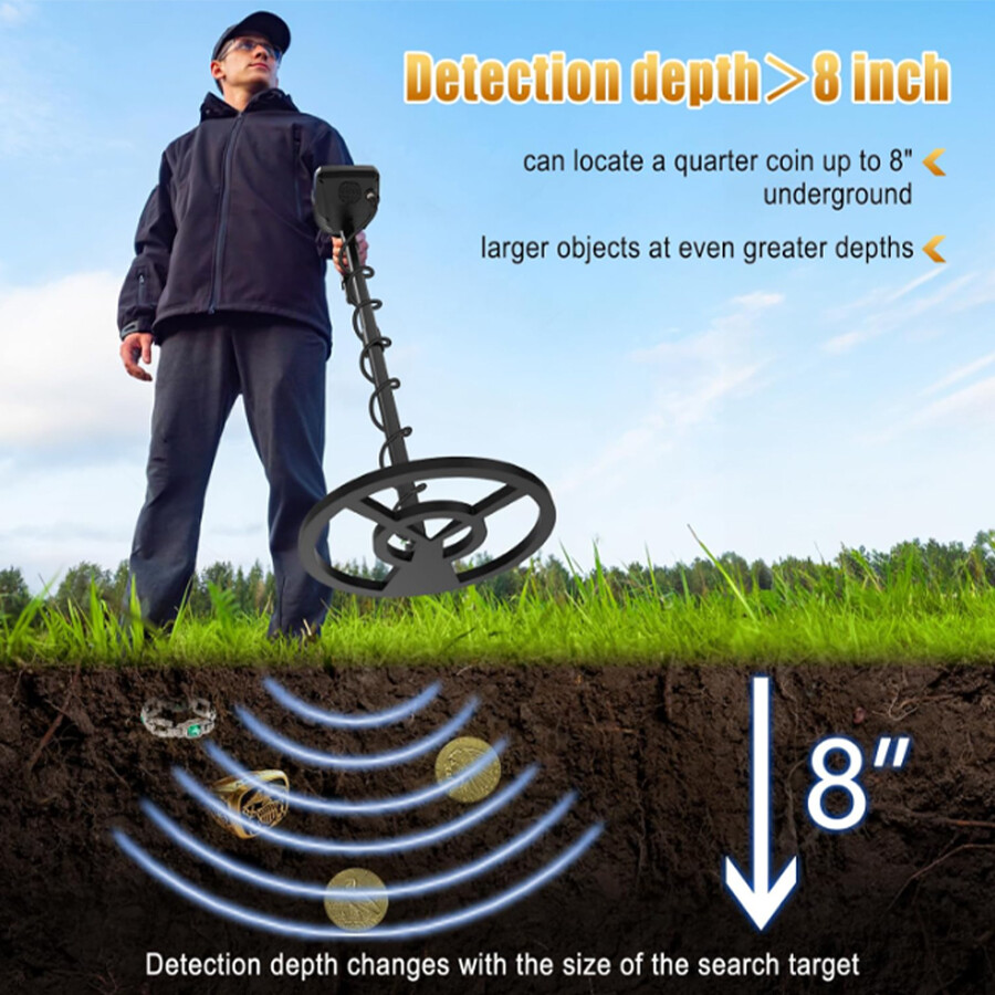 Pinpoint,High Sensitivity DISC Mode,10″Coil,LCD Backlight Display Metal Detector