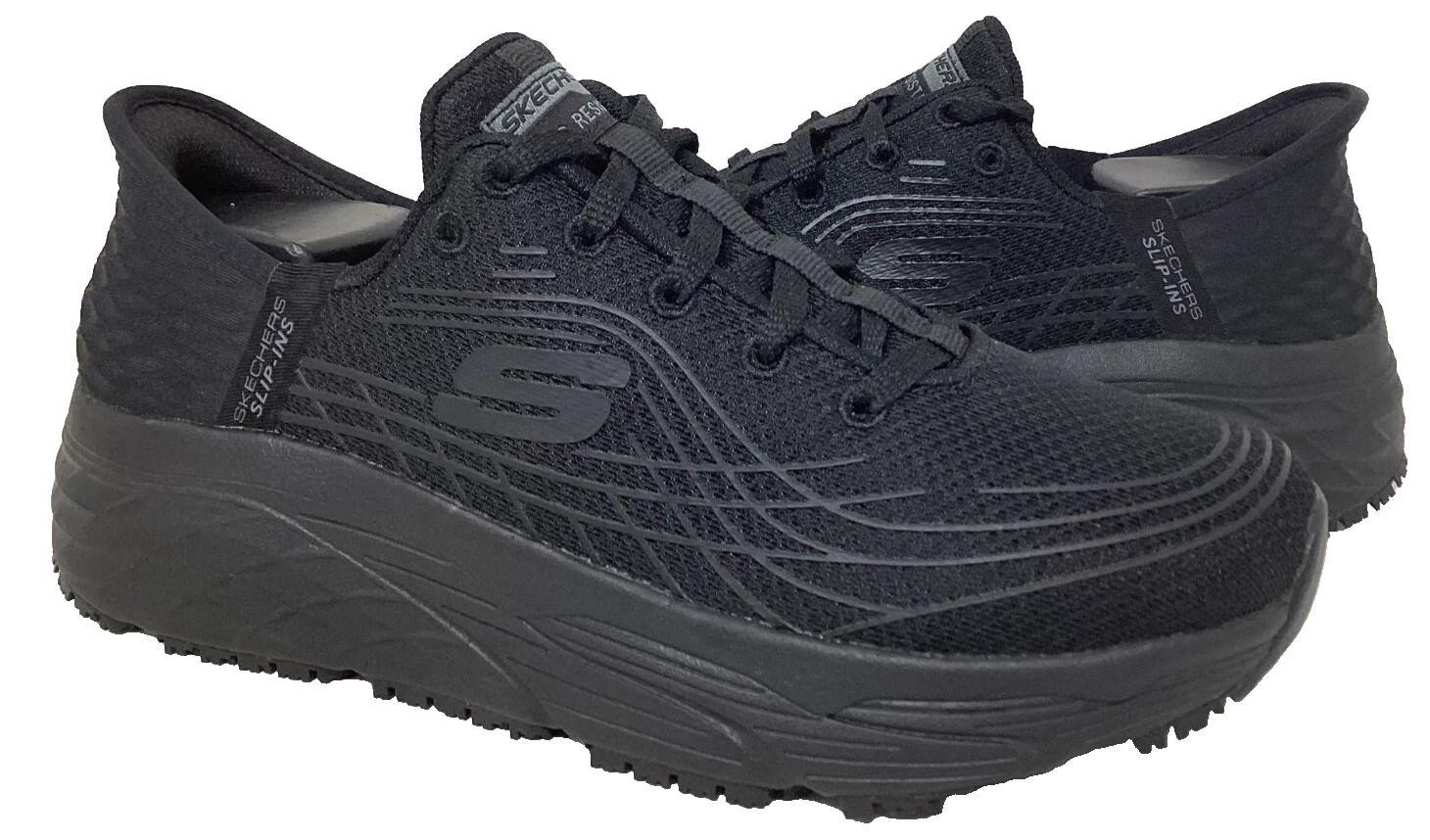 Skechers Men’s Slip-ins Work Elite Remmal Lace Up Shoes Black WIDE Size:9 76J