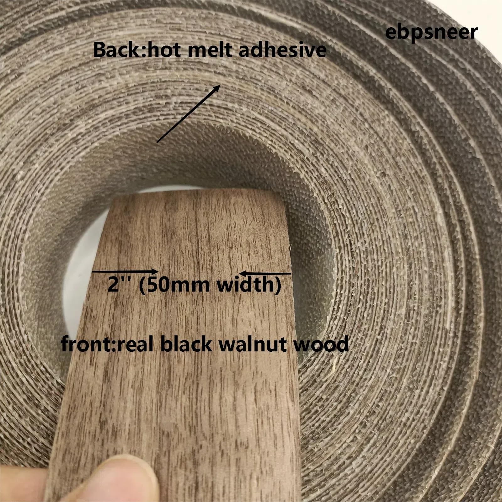 Black Walnut Wood Veneer Edge Banding 2 inchx50ft,Preglued Iron-On with Self …