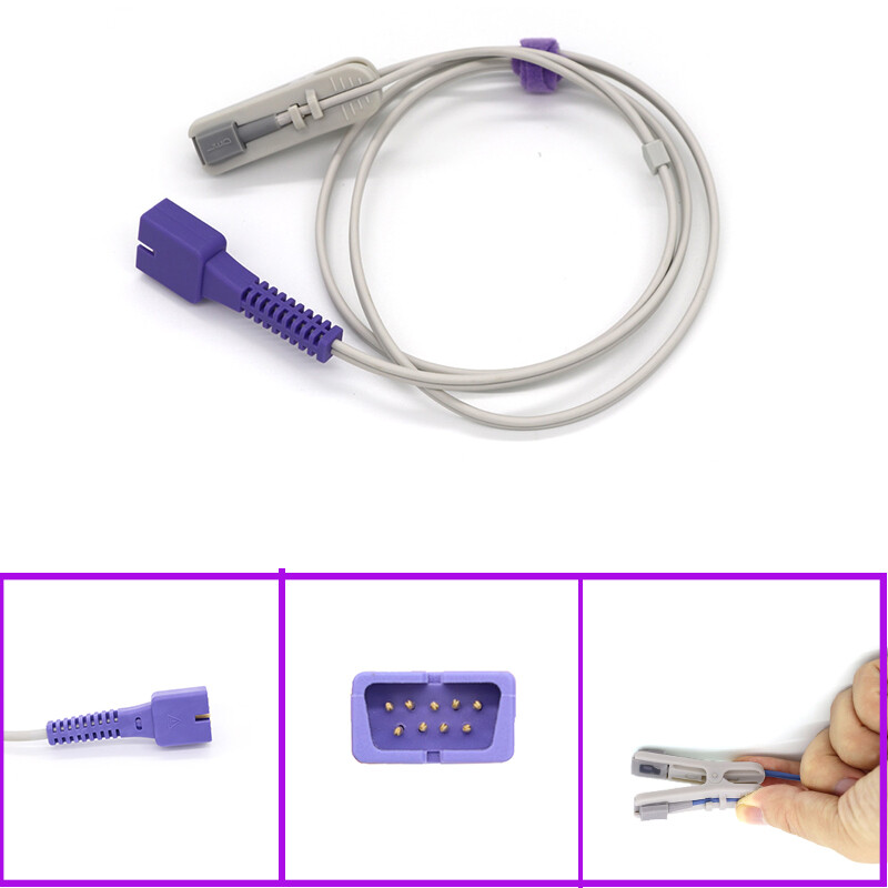 Adult Ear Clip Probe Ear Lingual SpO2 Sensor 3ft Compatible Baxter 9Pin