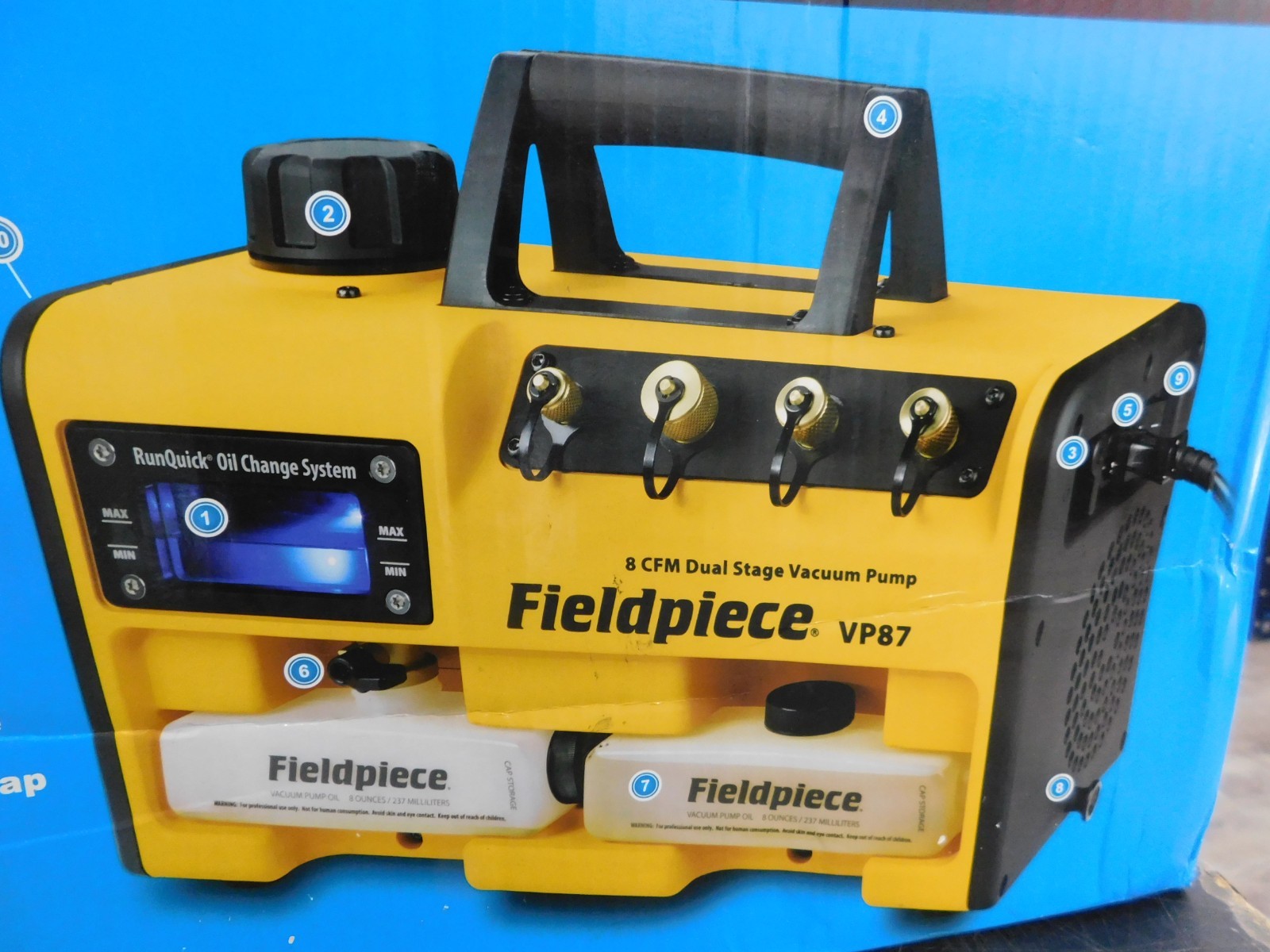FIELDPIECE VACUUM PUMP RUNQUICK DUAL STAGE 8 CFM MODEL VP87 *NEW*