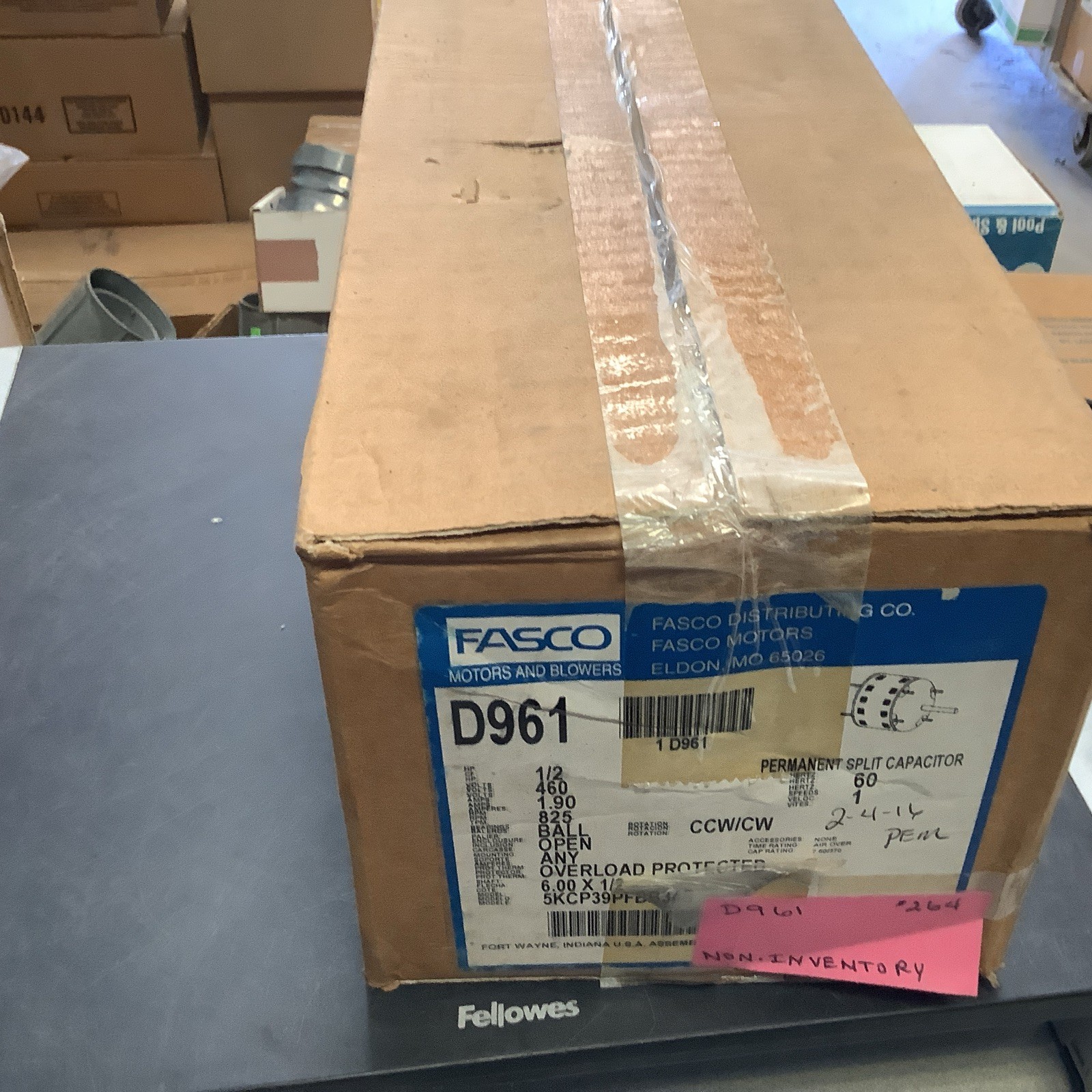 Fasco D961 Motor – 1/2HP, 460V, 1.90AMPS, 825RPM