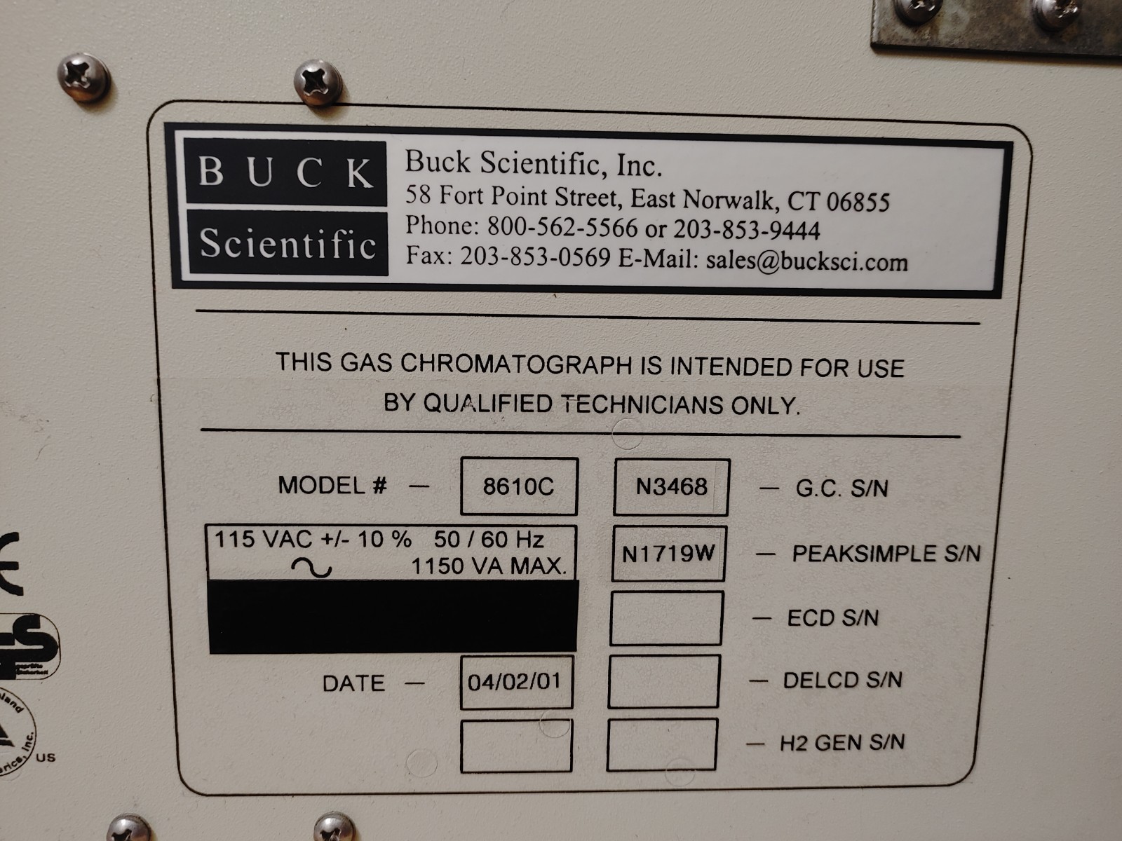 Buck Scientific Model 910 8610C Compact Gas Chromatograph #2