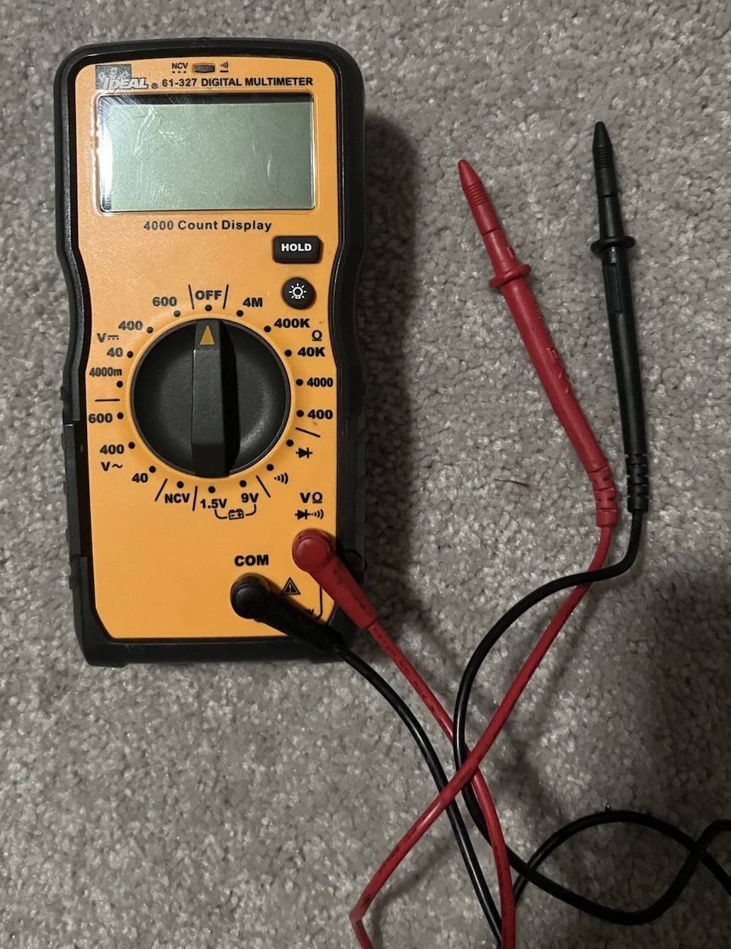 Ideal 61-327 4000-Count Digital Multimeter CAT III 600V Backlight Data Hold