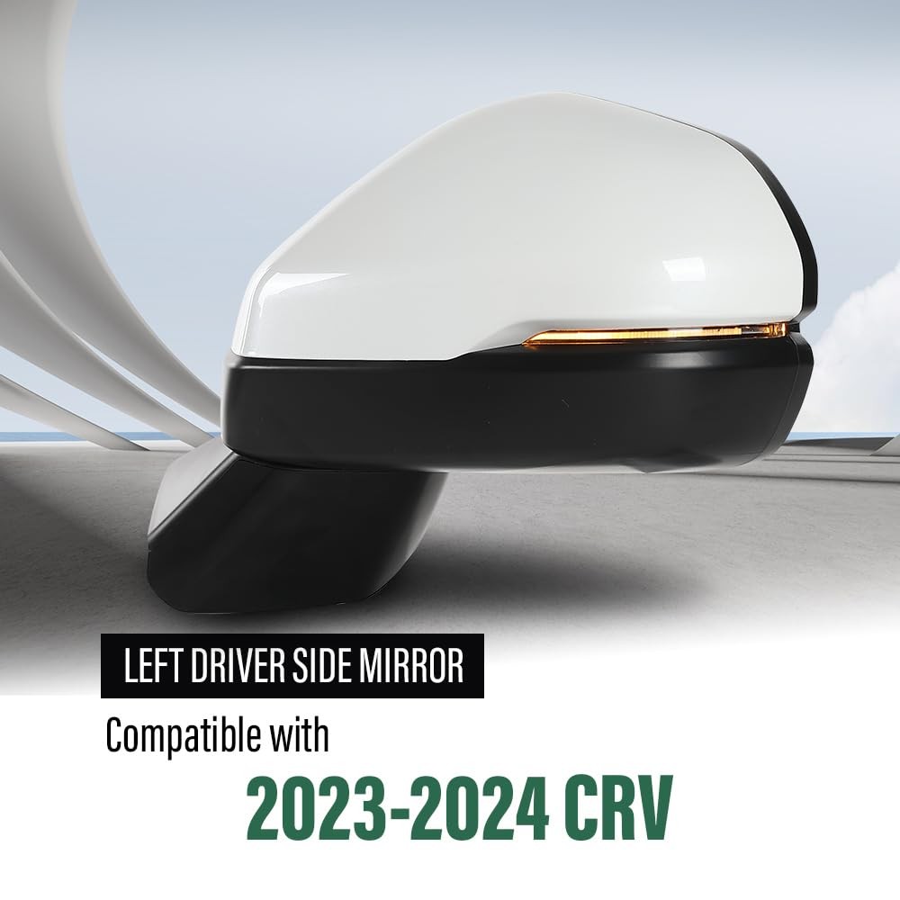 Power Mirror Left Drv Side 7-Pin Folding Honda CRV 2023-2024 76258-3B4-H11 White