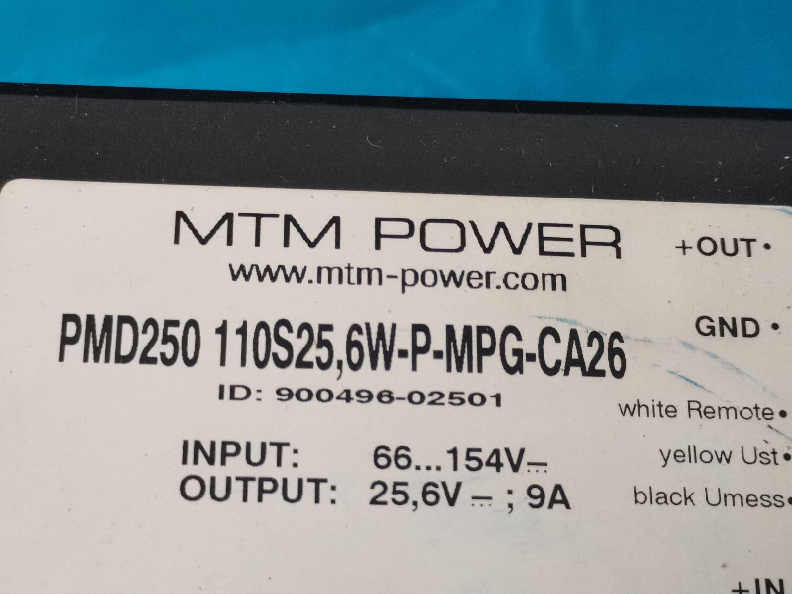 MTM POWER PMD250 110S25.6W-P-MPG-CA26 ID:900496-02501 OUTPUT:25.6V 9A MODULE
