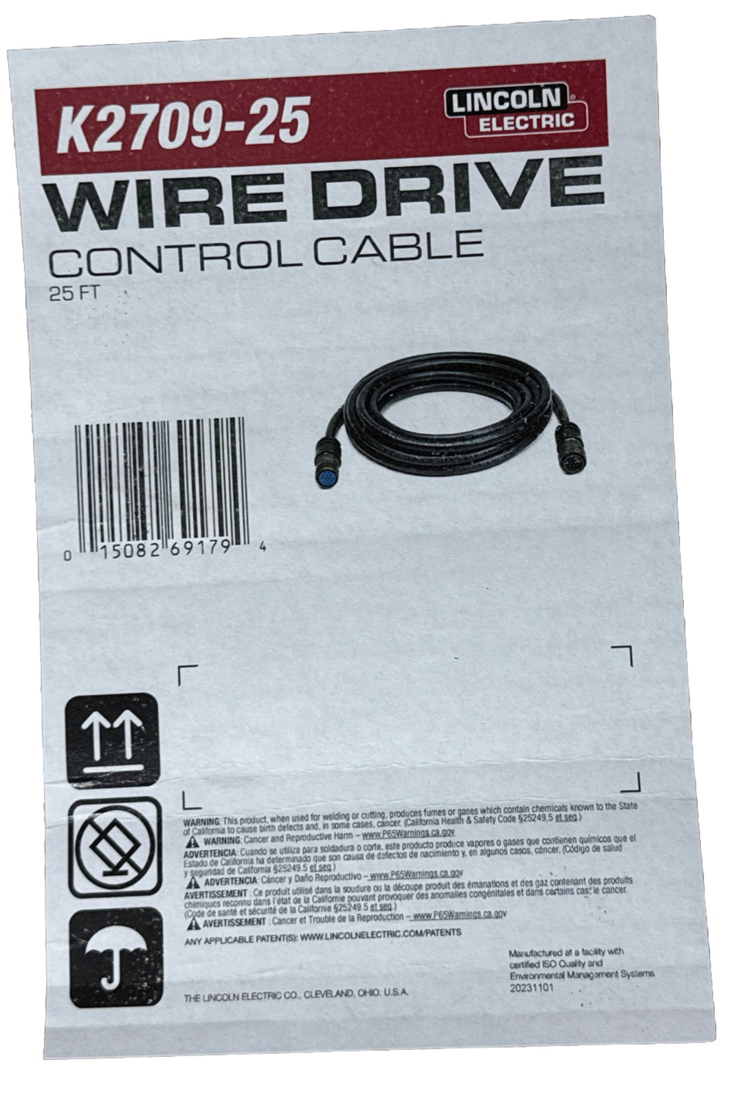 Lincoln Electric K2709-25 Wire Drive Control Cable 25 ft. 14 M To 14 F.