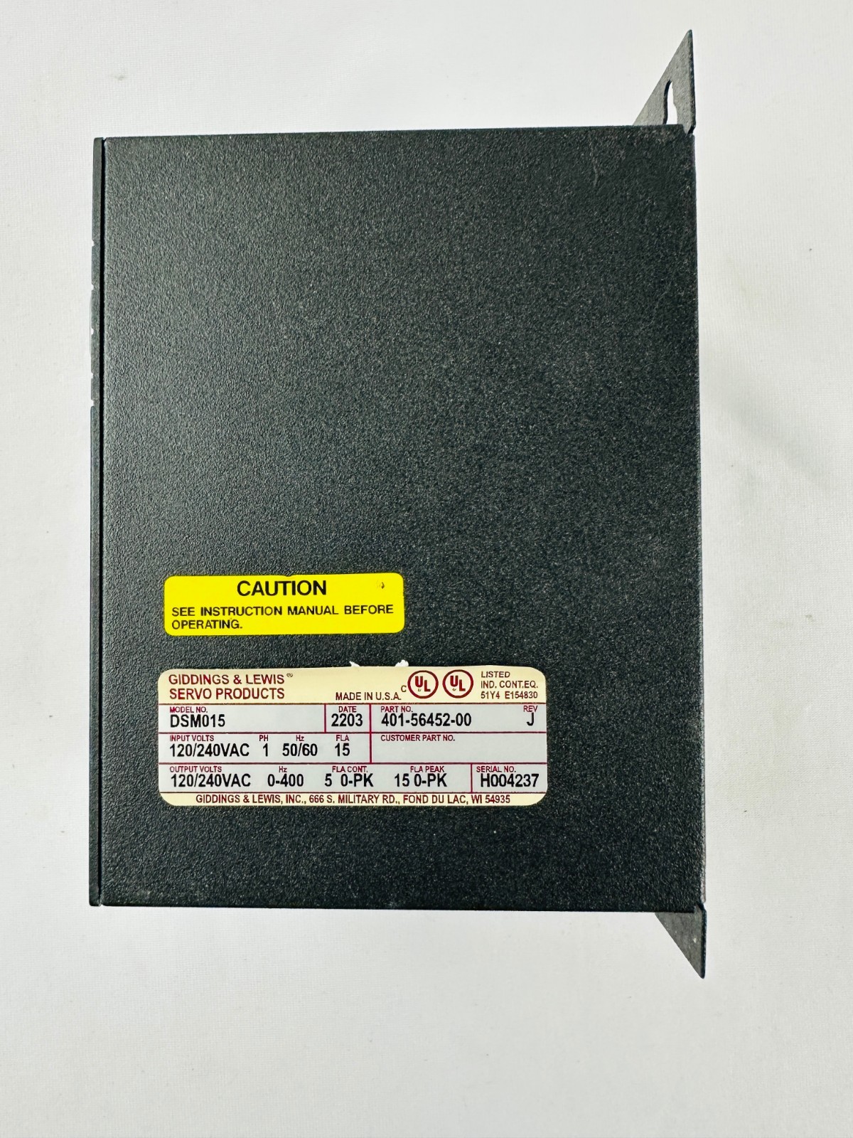 Giddings & Lewis DSM015 401-56452-00 Digital Servo Drive