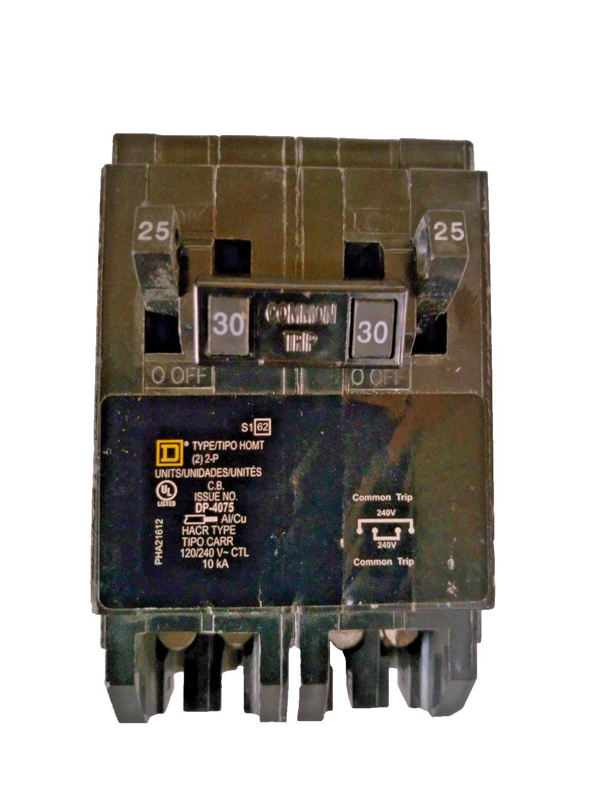 Square D Quad HOMT2525230 Plug-On 25/30A Tandem Breaker (2) 1P-25A / (1) 2P-30A