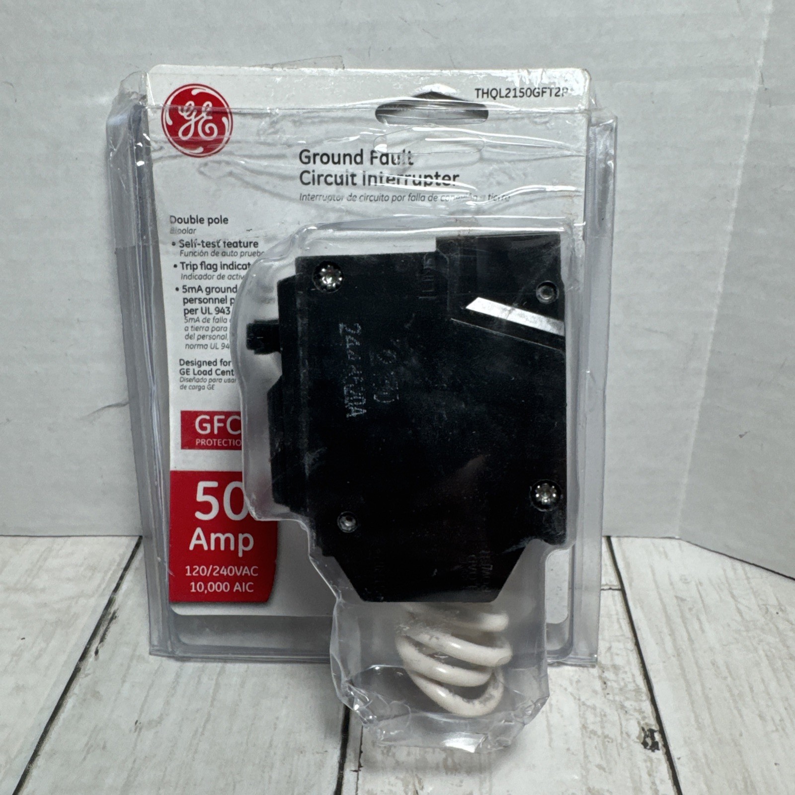 GE THQL2150GFT2PGround Fault Circuit Interrupter Breaker 2 Pole 50A 240V