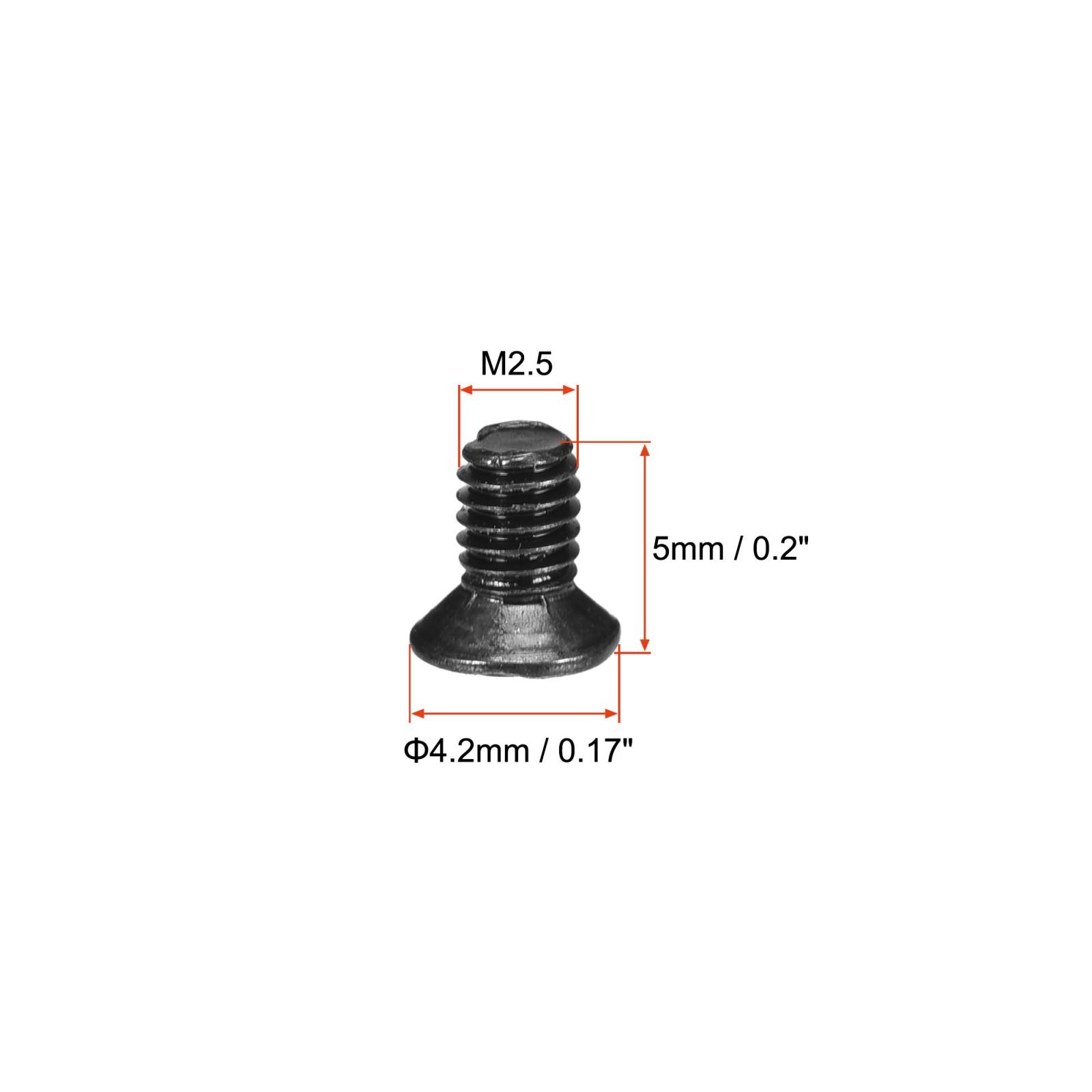 M2.5 x 5mm Phillips Flat Head Screws Carbon Steel Machine Screws Black 500pcs