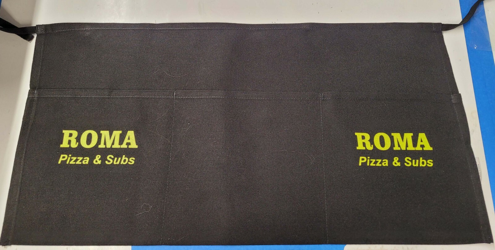 Custom Printed 3 Pocket Server Apron. 24″ x 12″ w/long ties FREE SHIPPING