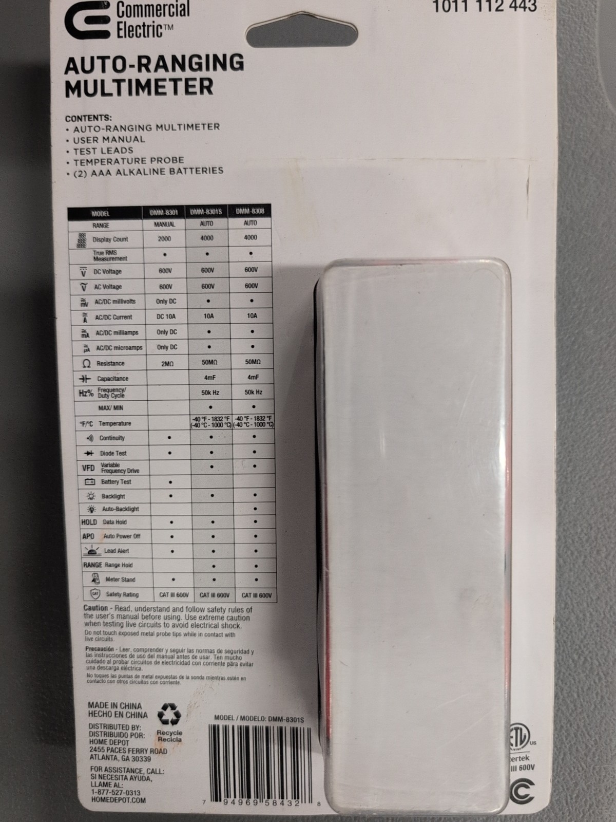Commercial Electric 600V True RMS Auto Ranging Digital Multimeter With Probes
