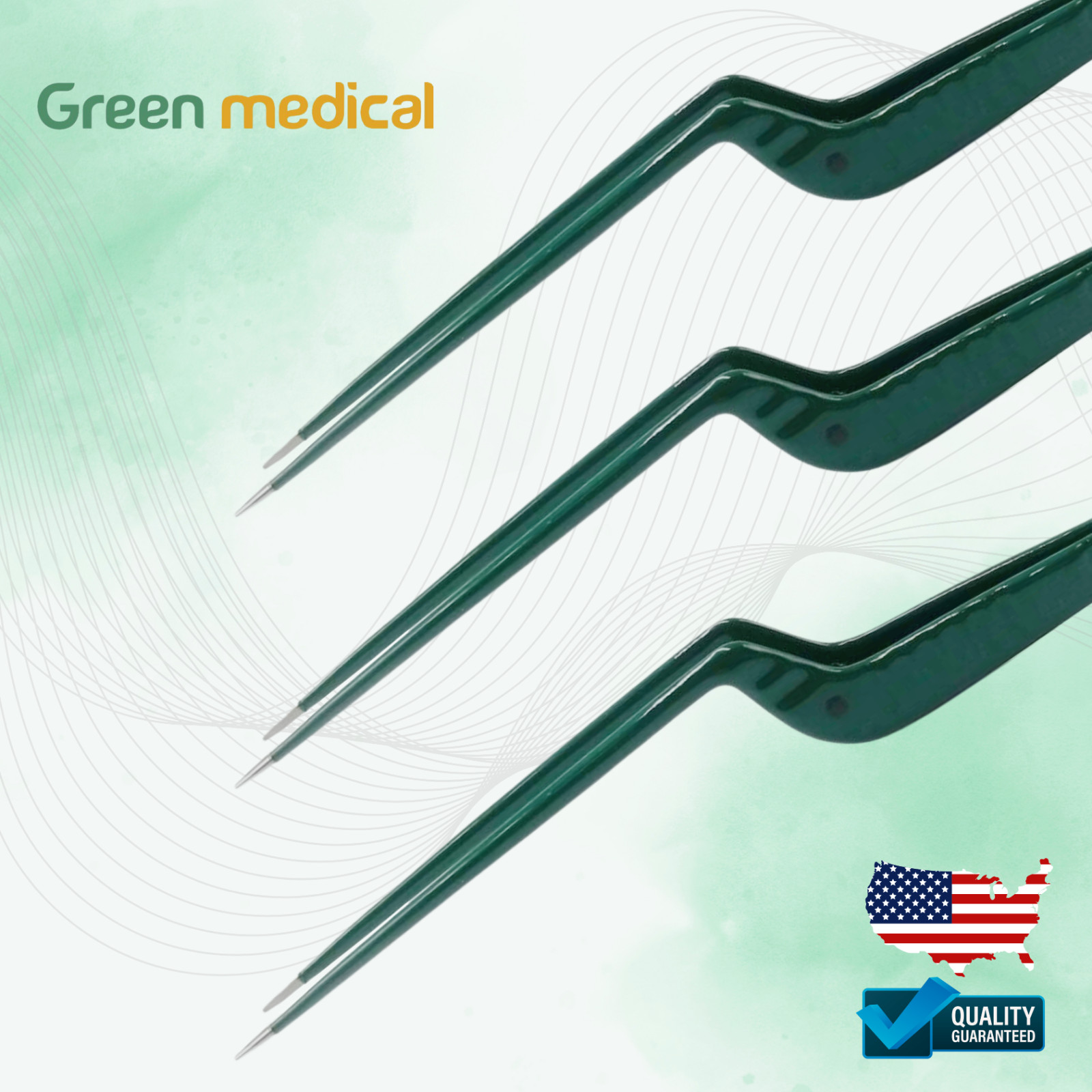 SET OF 3 Non-Stick Bipolar Forceps Us Connector 2 pin, 22cm TIP 0.5mm,1MM,1.5MM