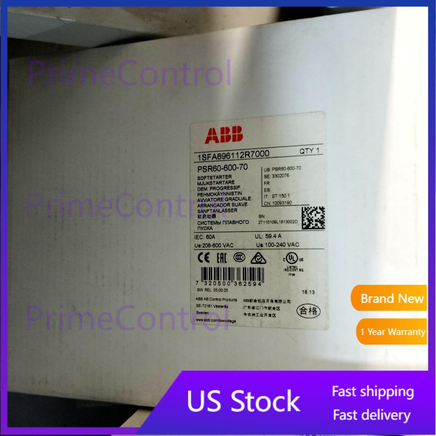 ABB PSR60-600-70 ABB Soft Starter PSR60-600-70 Brand New Fast Shipping 1pcs