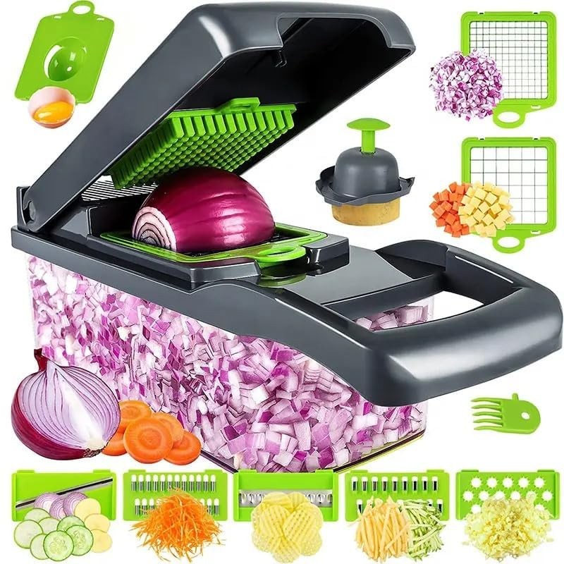 Multi-Function 12-in-1 Vegetable Chopper Cutter – Spiralizer default, Gray