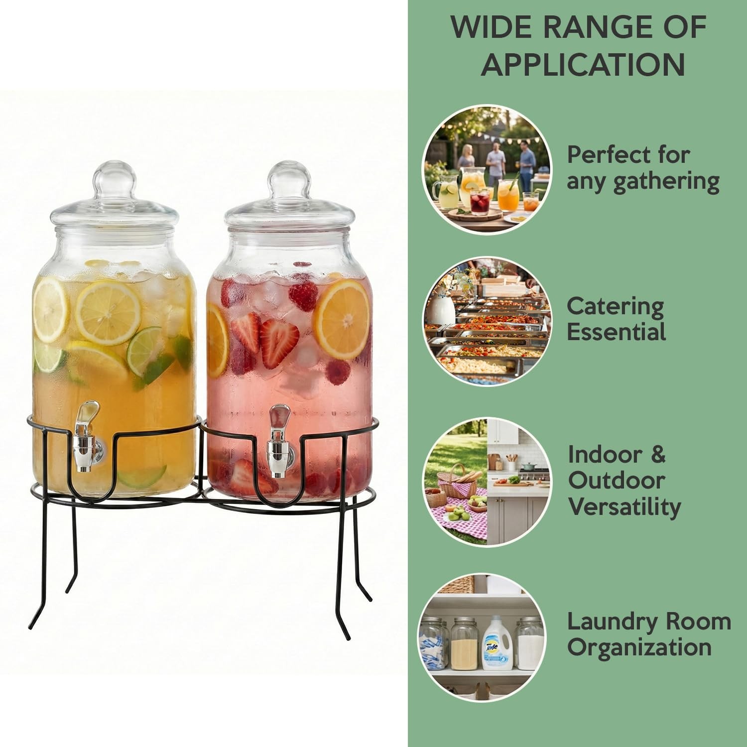 Style Setter Rustic Home Beverage Dispenser Set Of 2 Cold Drink Dispenser W/